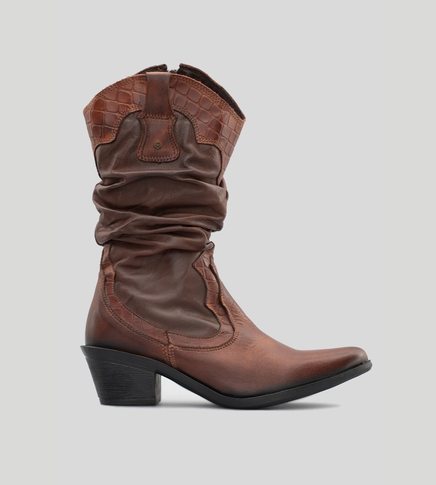 Bota Country Couro Croco Marrom