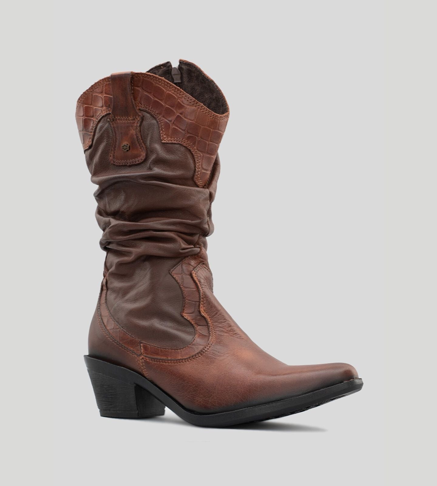 Bota Country Couro Croco Marrom