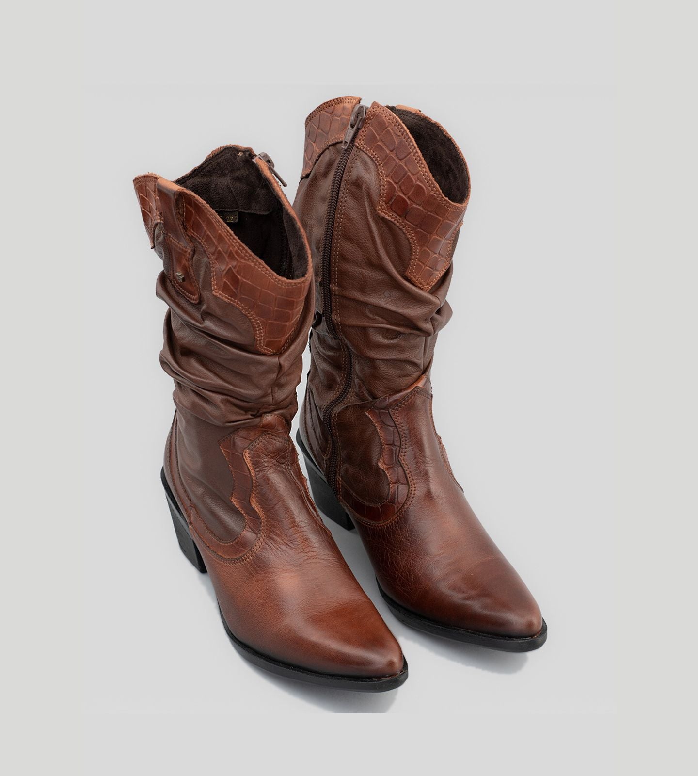 Bota Country Couro Croco Marrom