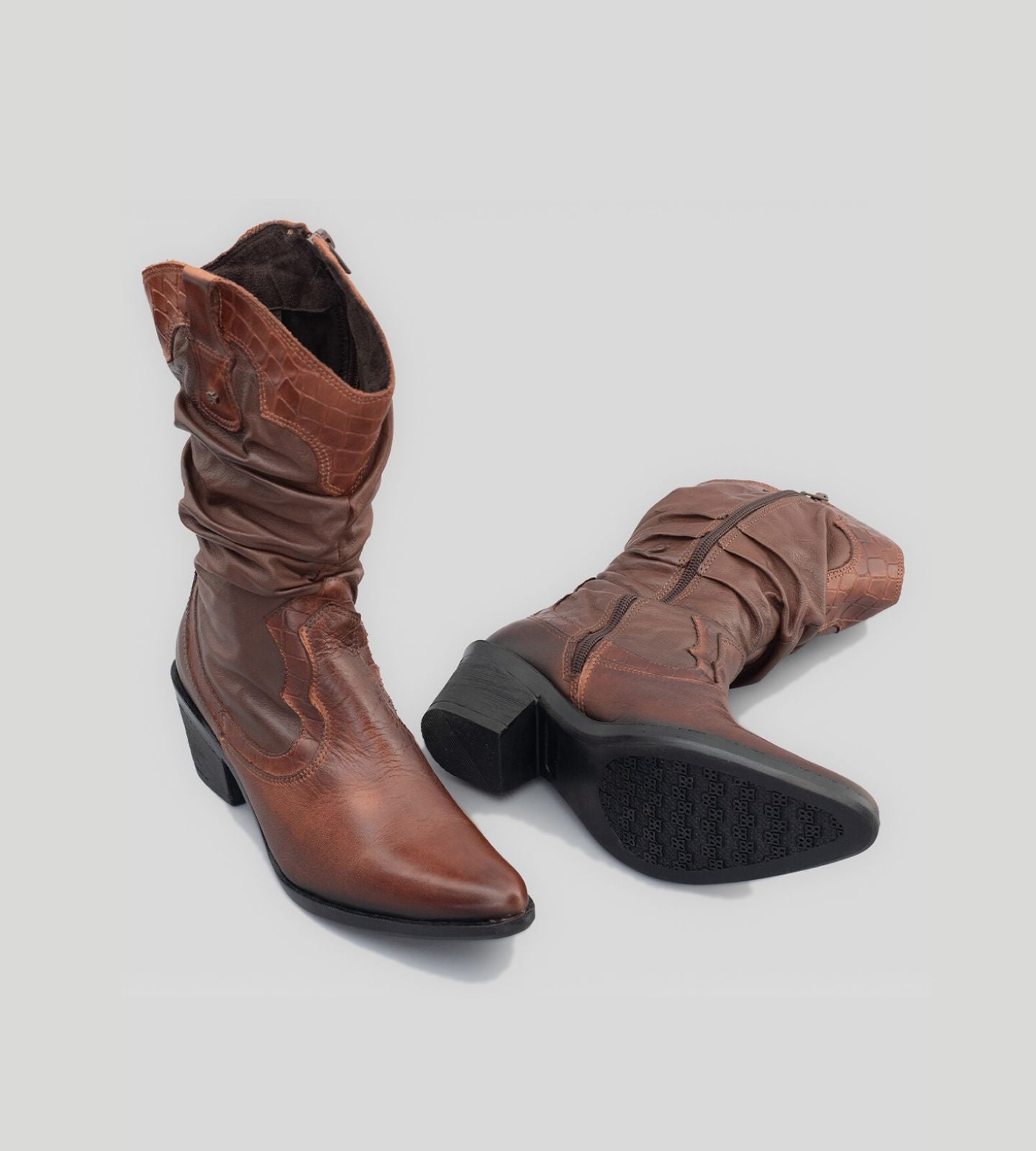 Bota Country Couro Croco Marrom