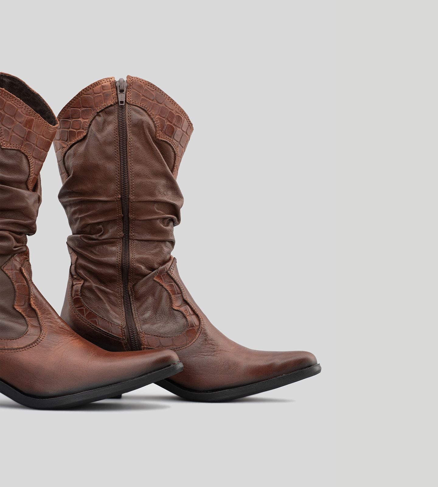 Bota Country Couro Croco Marrom