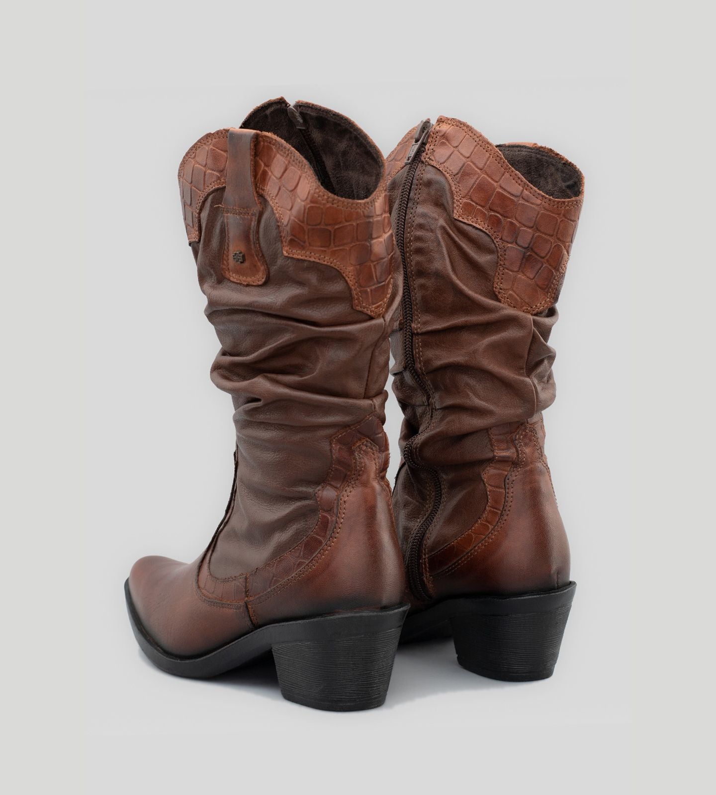 Bota Country Couro Croco Marrom