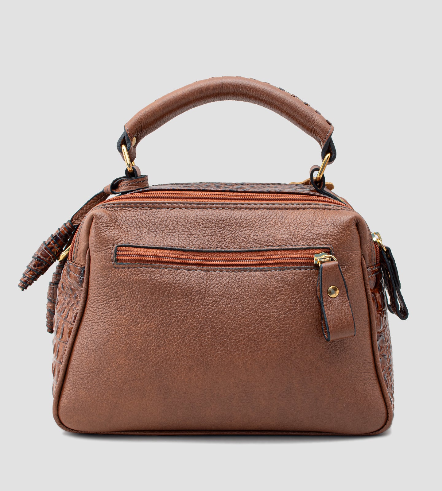 Handbag Couro Croco Marrom