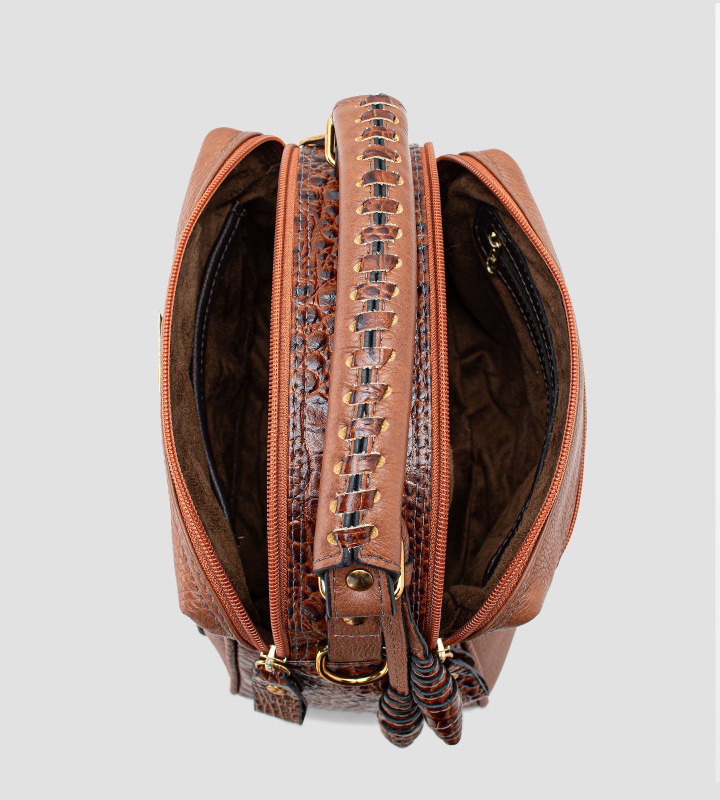 Handbag Couro Croco Marrom