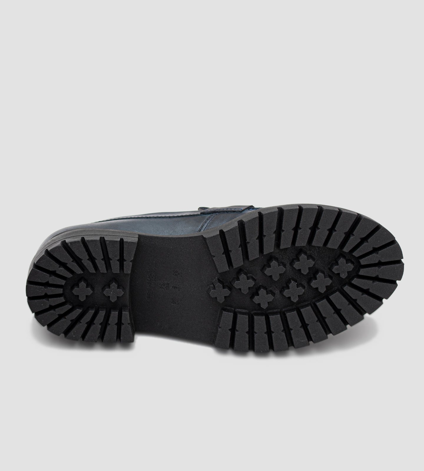 Mocassim Feminino Salto Tratorado Couro Azul Marinho