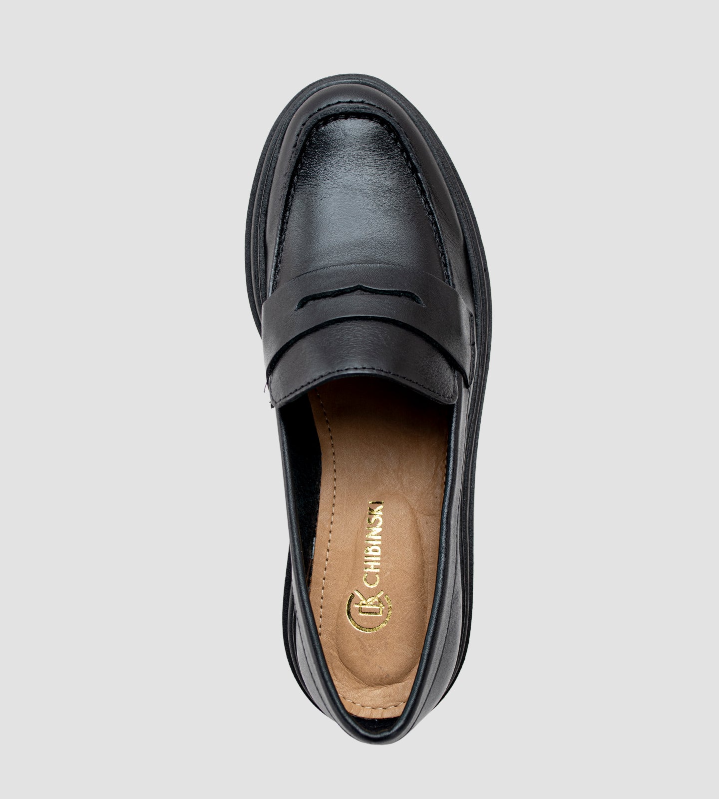 Mocassim Feminino Salto Tratorado Couro Preto