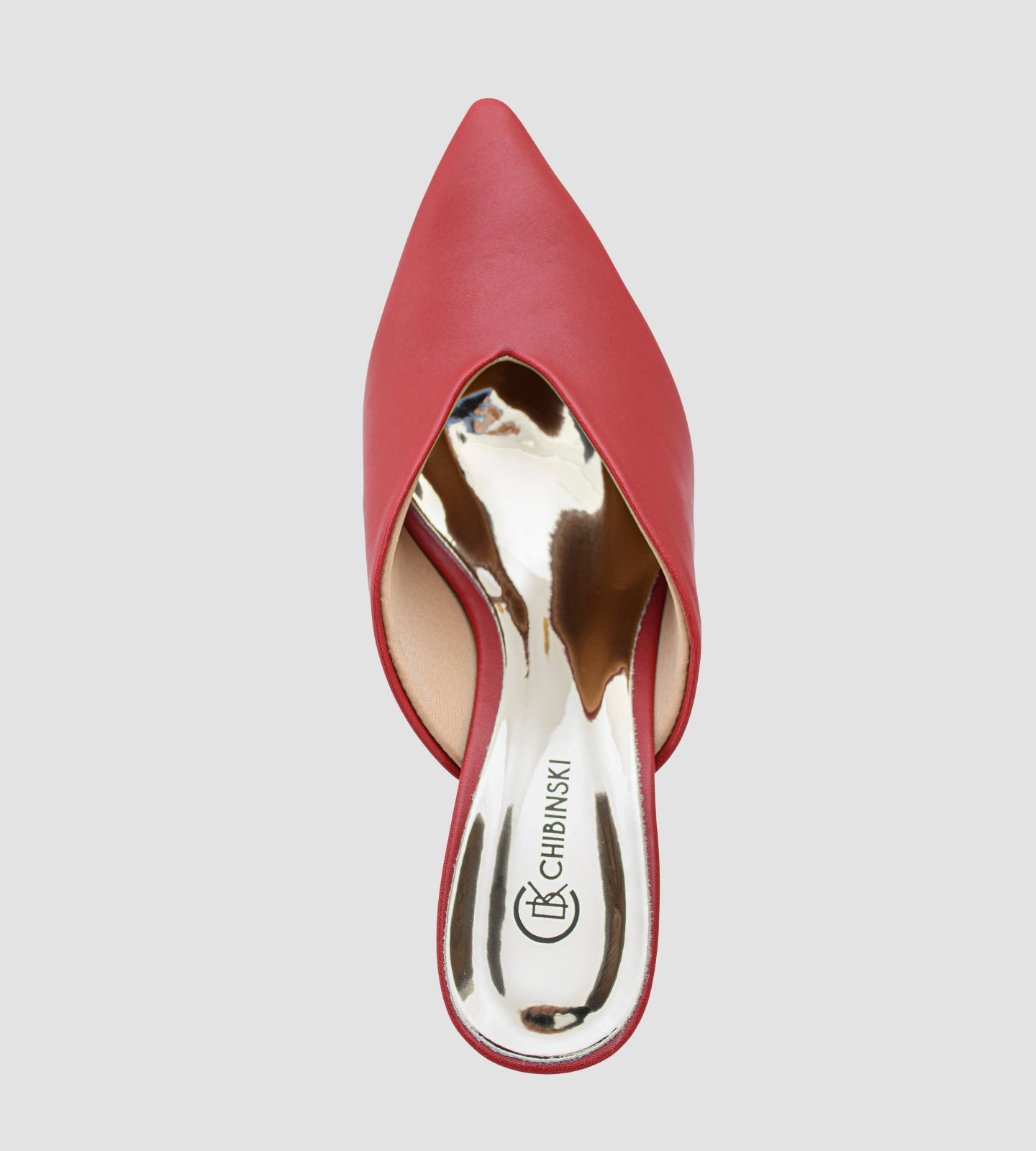 Mule Vermelho CHIBINSKI em Napa com Salto Esculpido Dourado 7cm