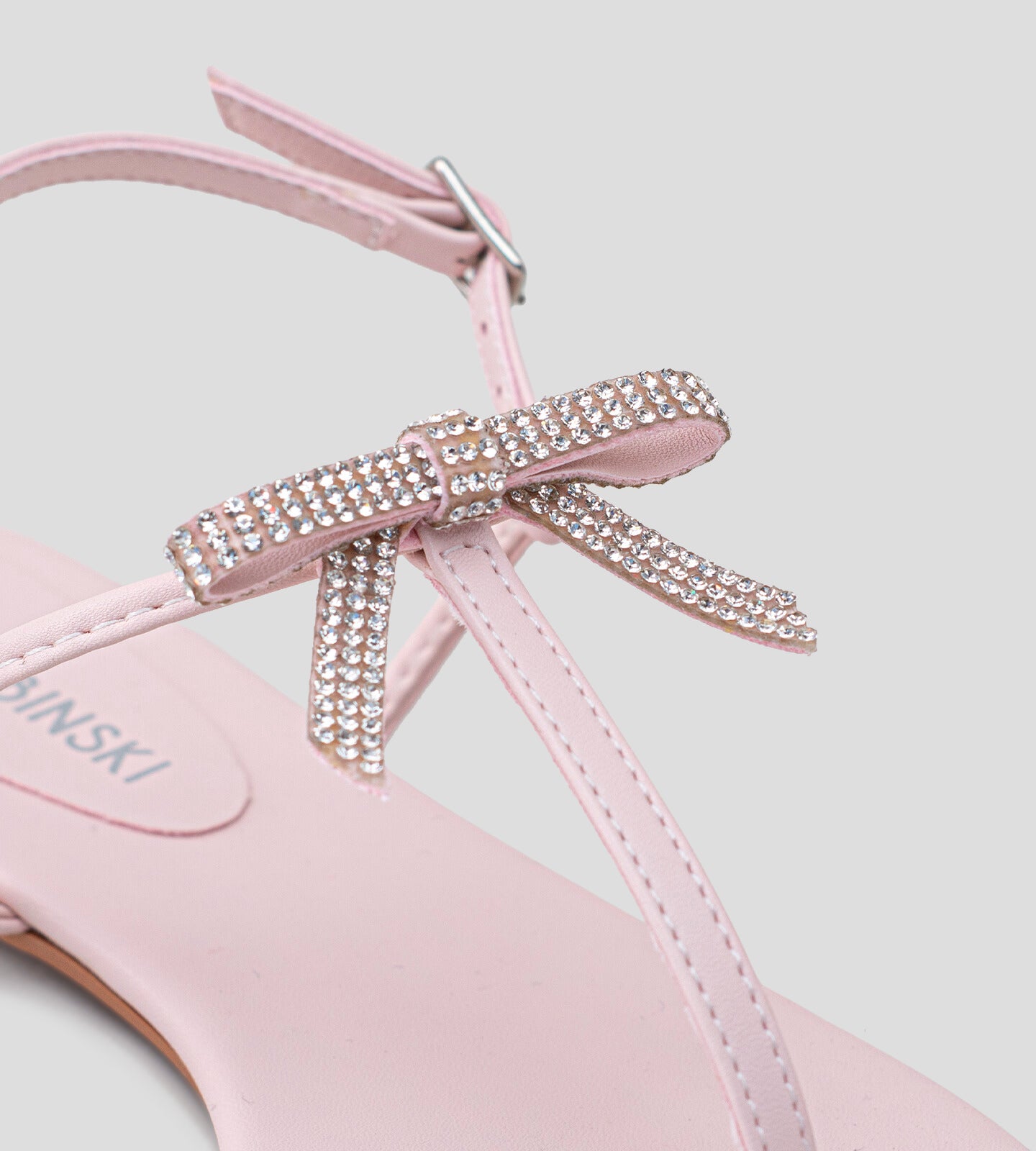 Rasteira Tiras Finas Laço Strass Rosa CBK