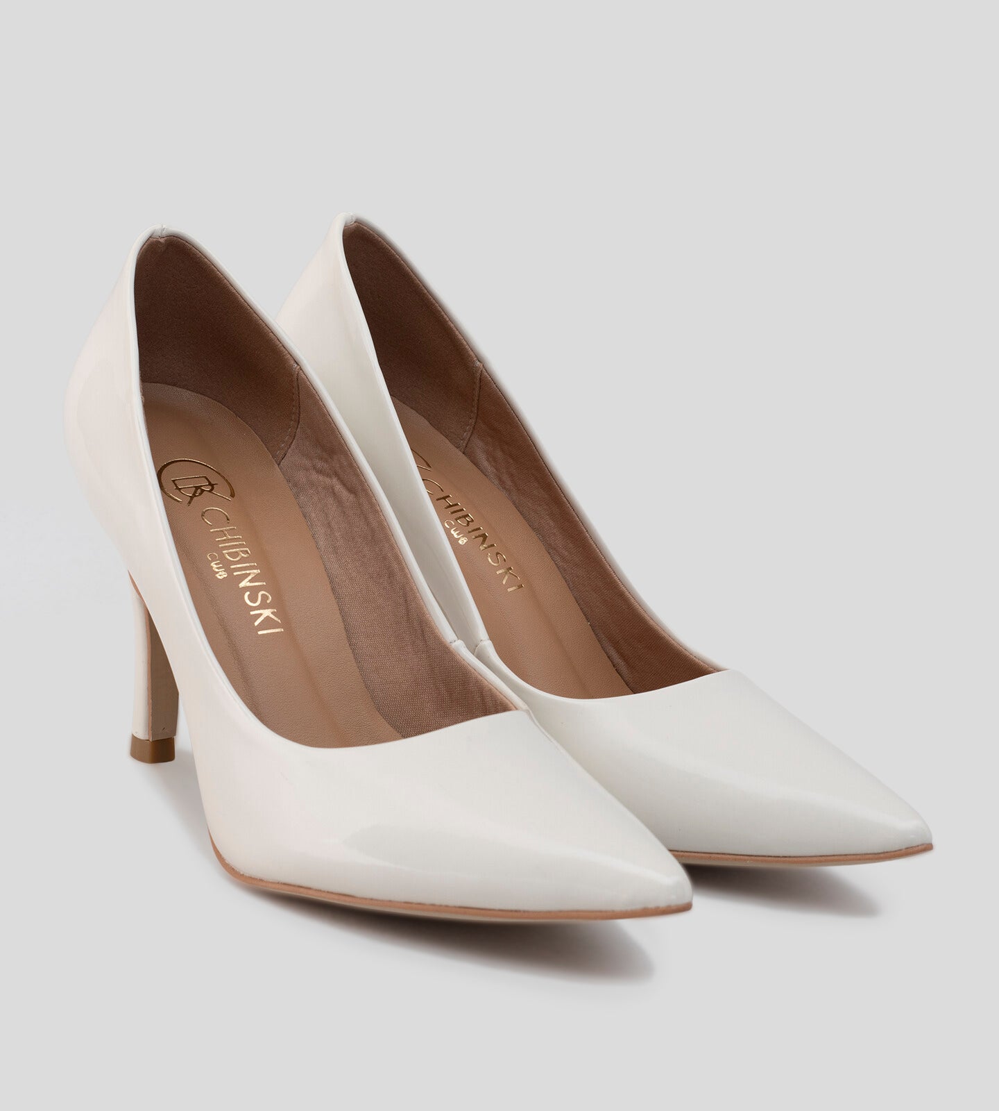 Scarpin Feminino de Verniz Branco com Salto Médio de 7 cm
