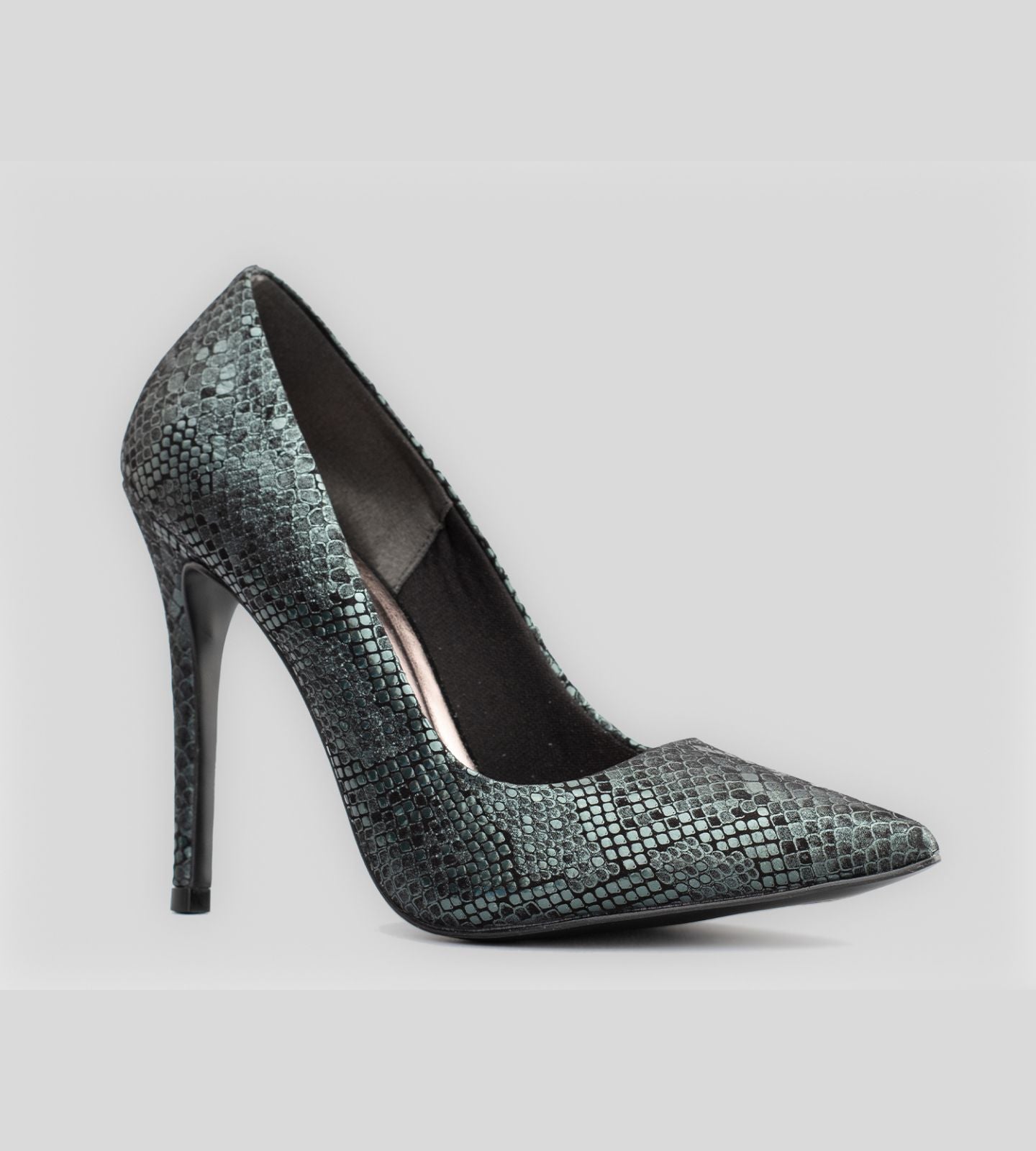 Scarpin Couro Croco Verde Metalizado CBK