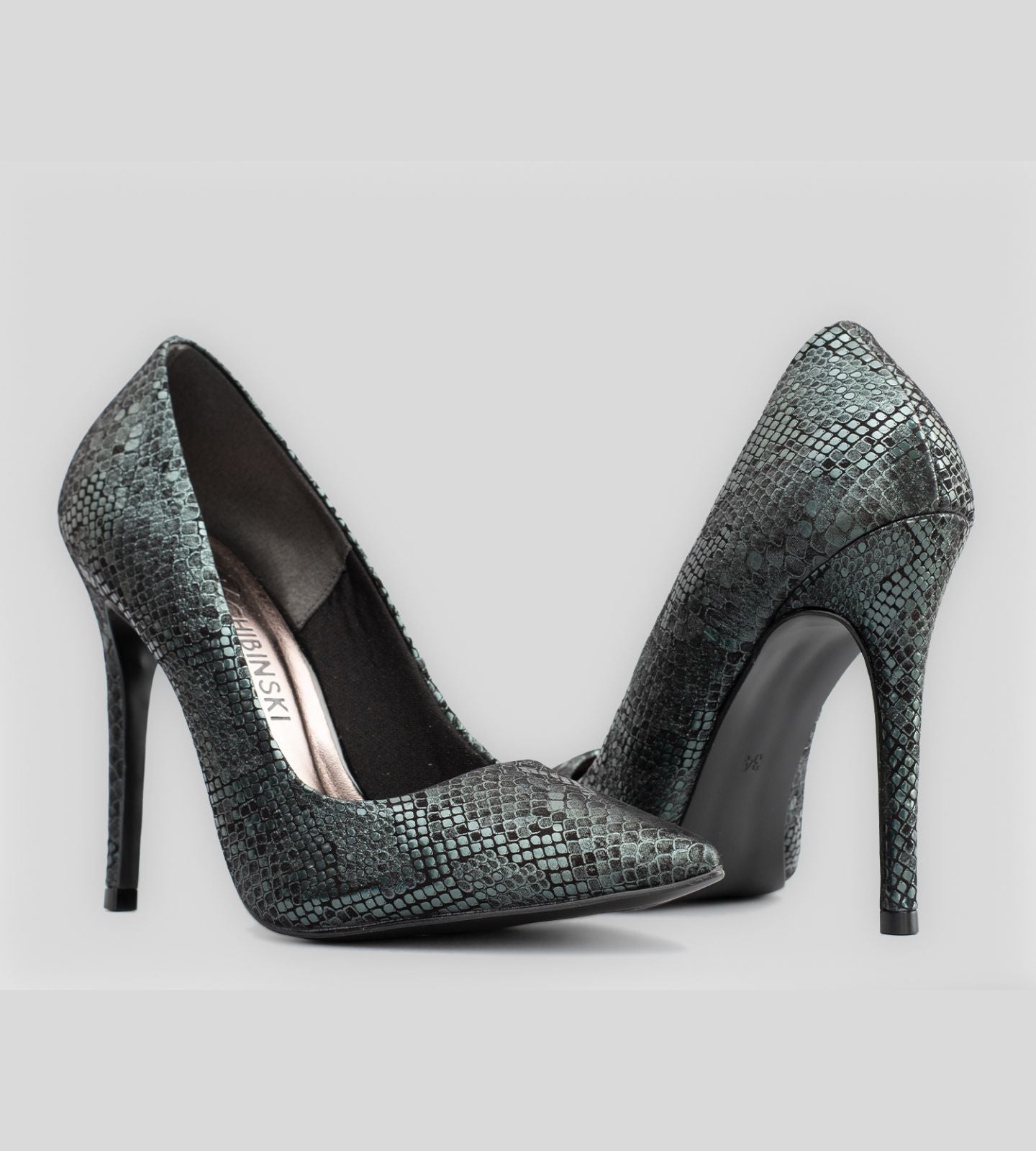 Scarpin Couro Croco Verde Metalizado CBK