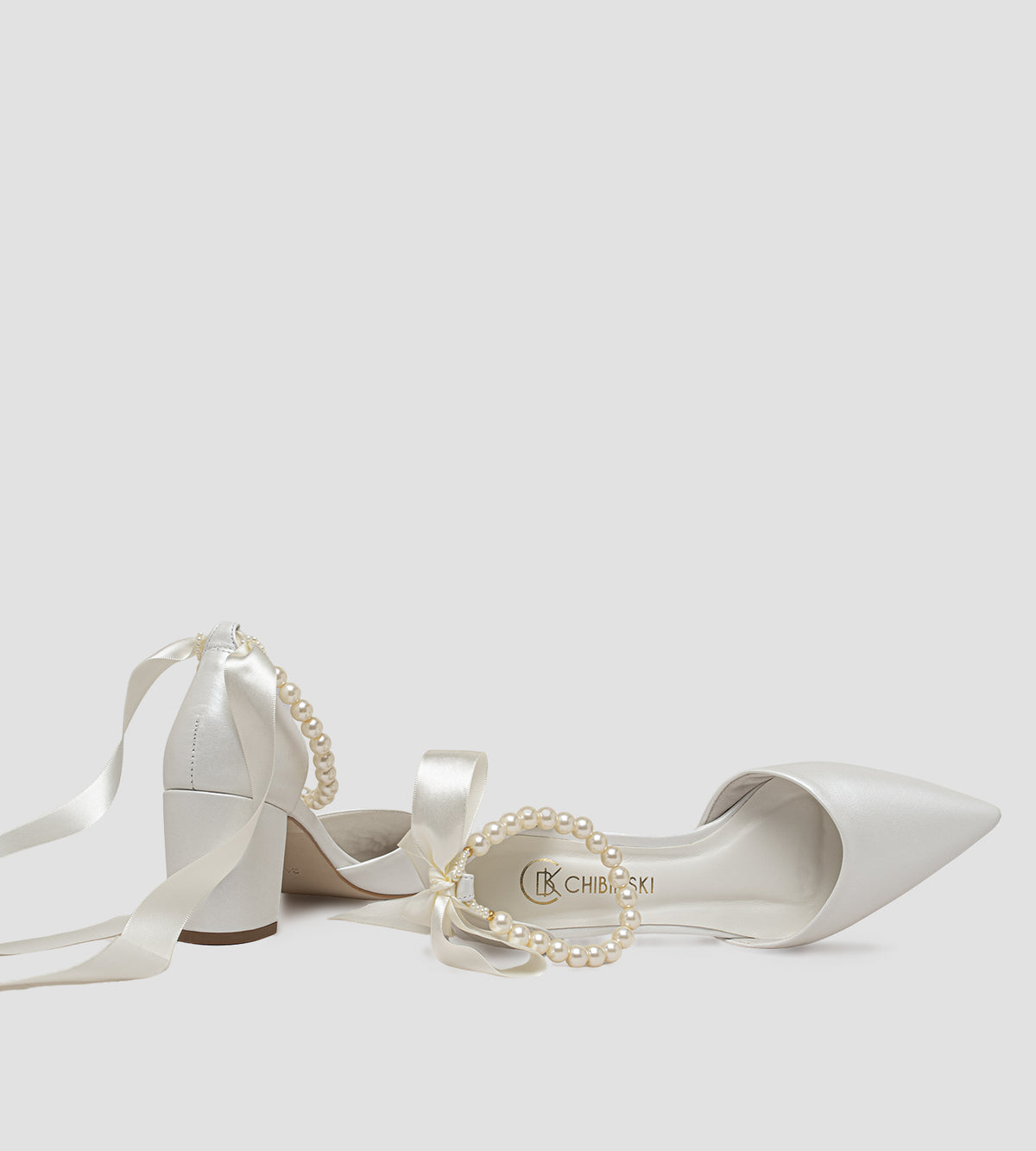 Tornozeleira Pérolas com Cetim Off White