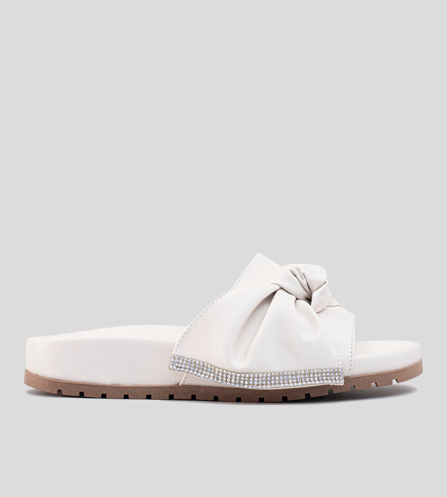 Slide Nó Com Strass Off White Bege CBK