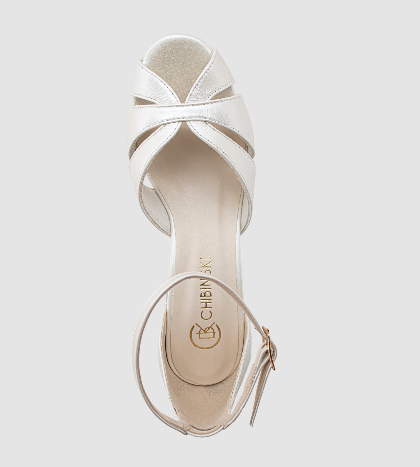 Sandália Noiva Meia Pata Couro Perolado