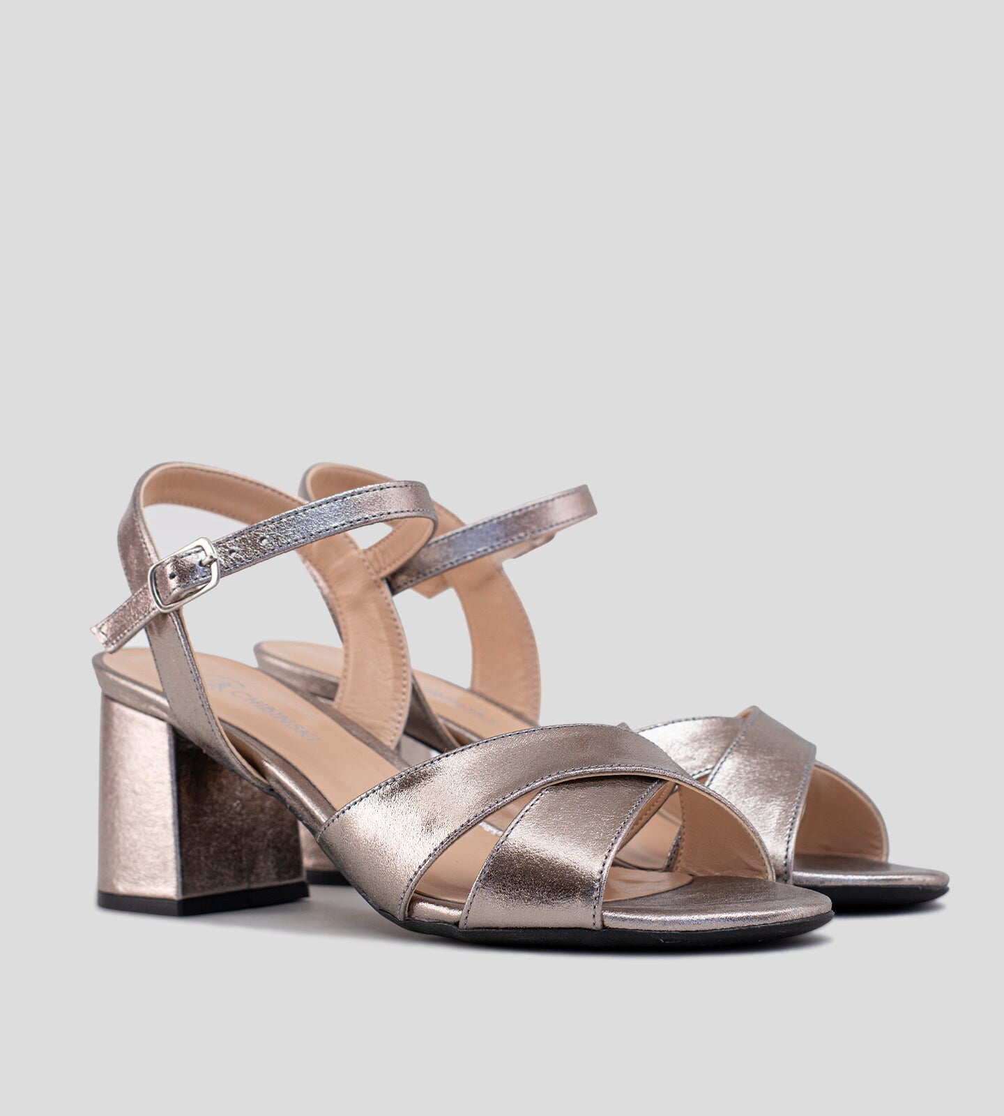 Sandália Couro Prata Velha Metalizado