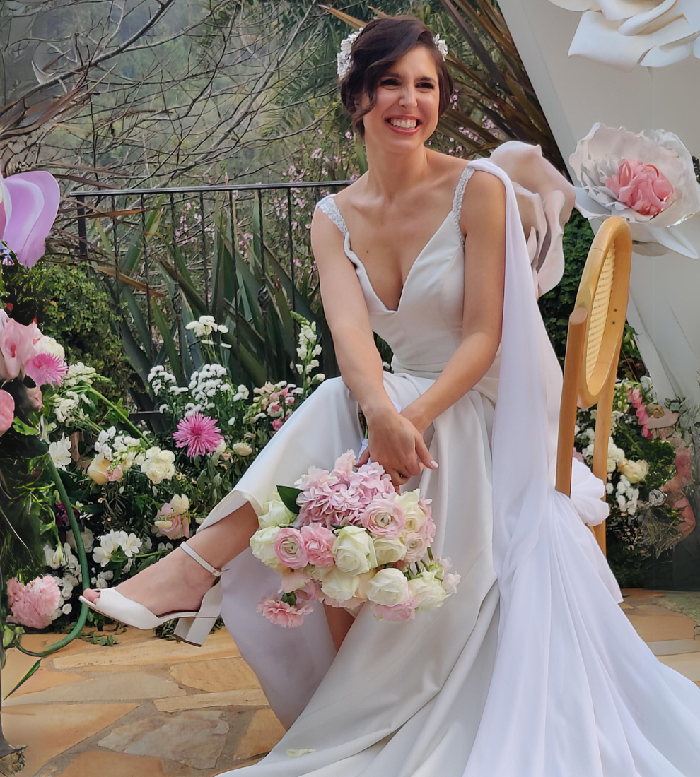 Sandália Noiva Velvet Off White com Laço Removível