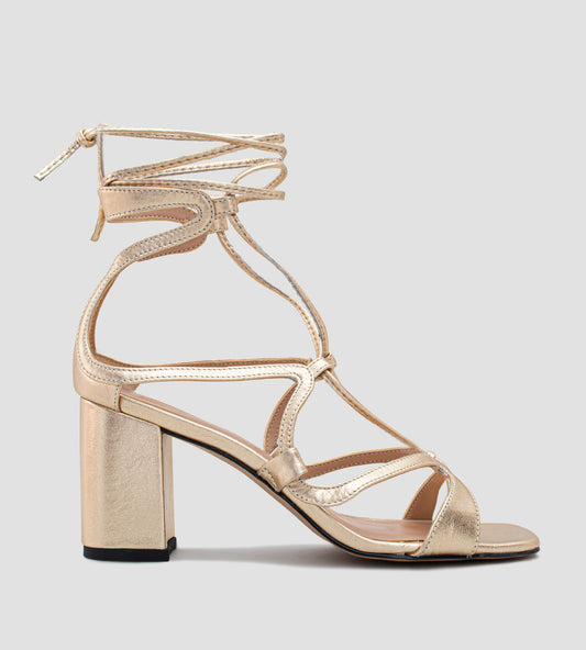 Sandália Festa Dourada Metalizada com Amarração