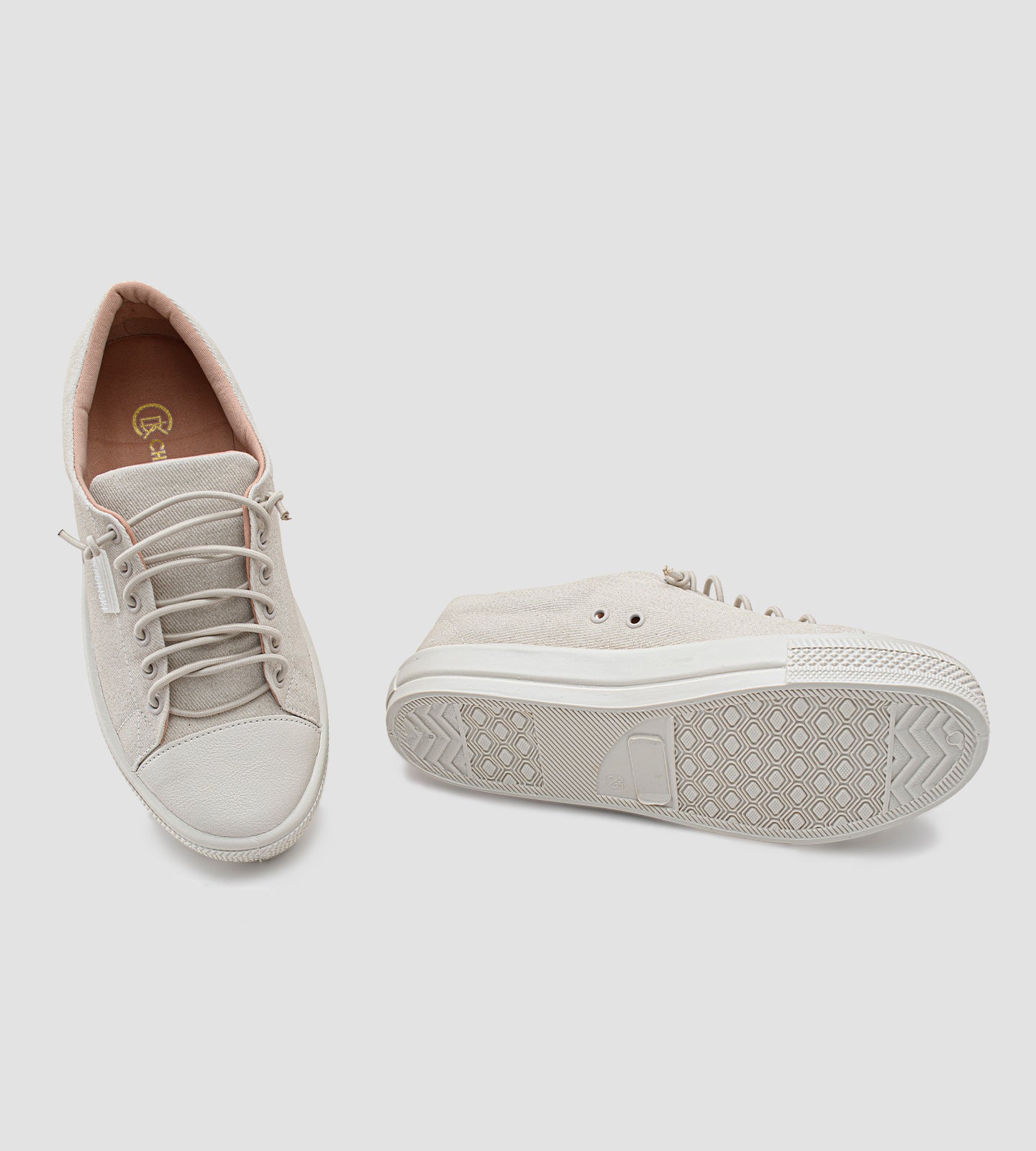 Tênis Casual Feminino Tecido Ecológico Off White