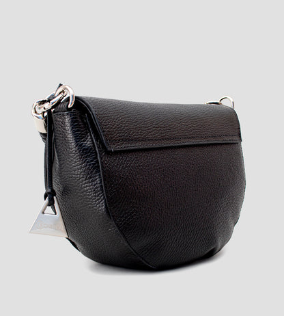 Bolsa Hobo Bag Couro Preto Detalhe Alça Trançado