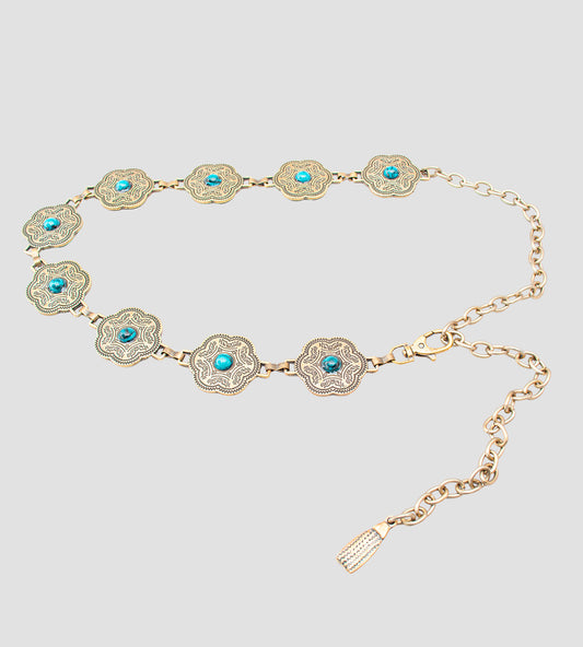 Cinto Feminino Corrente Boho Ouro Envelhecido