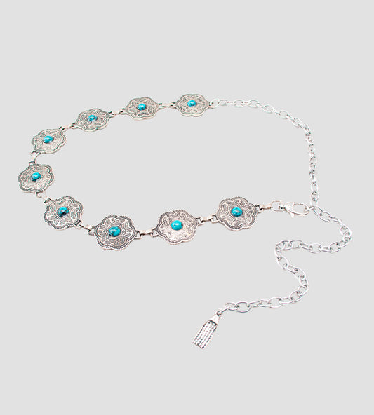Cinto Feminino Corrente Boho Prata Velha