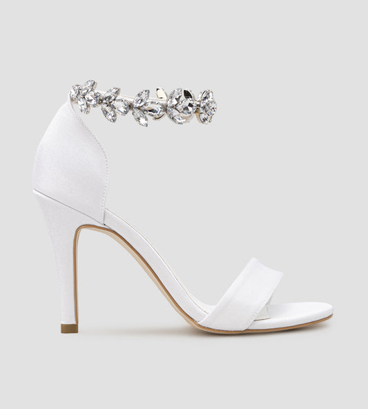 Sandália Gisele Noiva Velvet Branco com Pedrarias