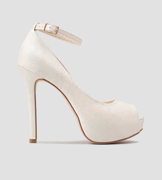 Peep Toe Noiva Velvet Off White CBK