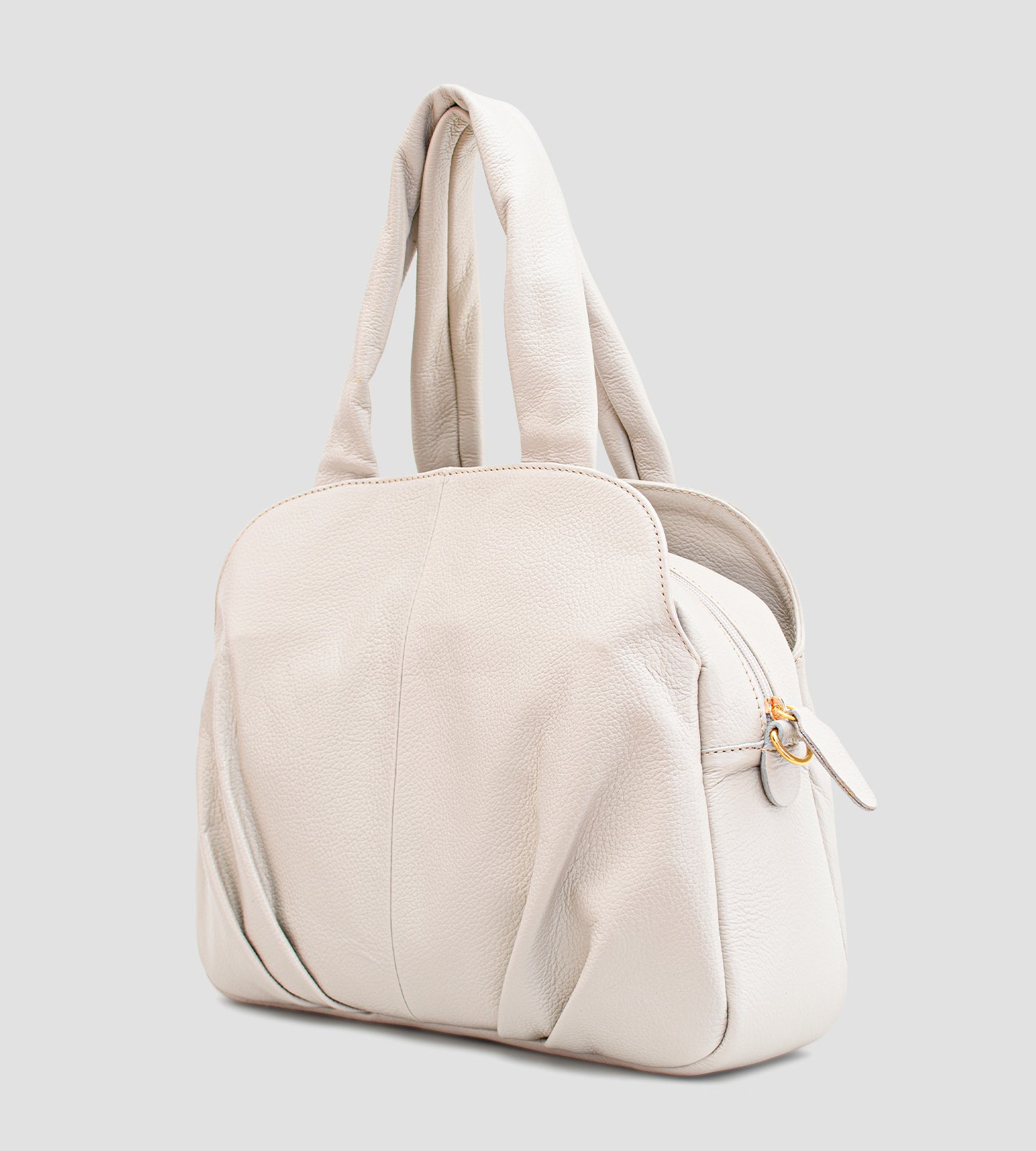 Bolsa Satchel Média Couro Detalhe Nó Alça Off White