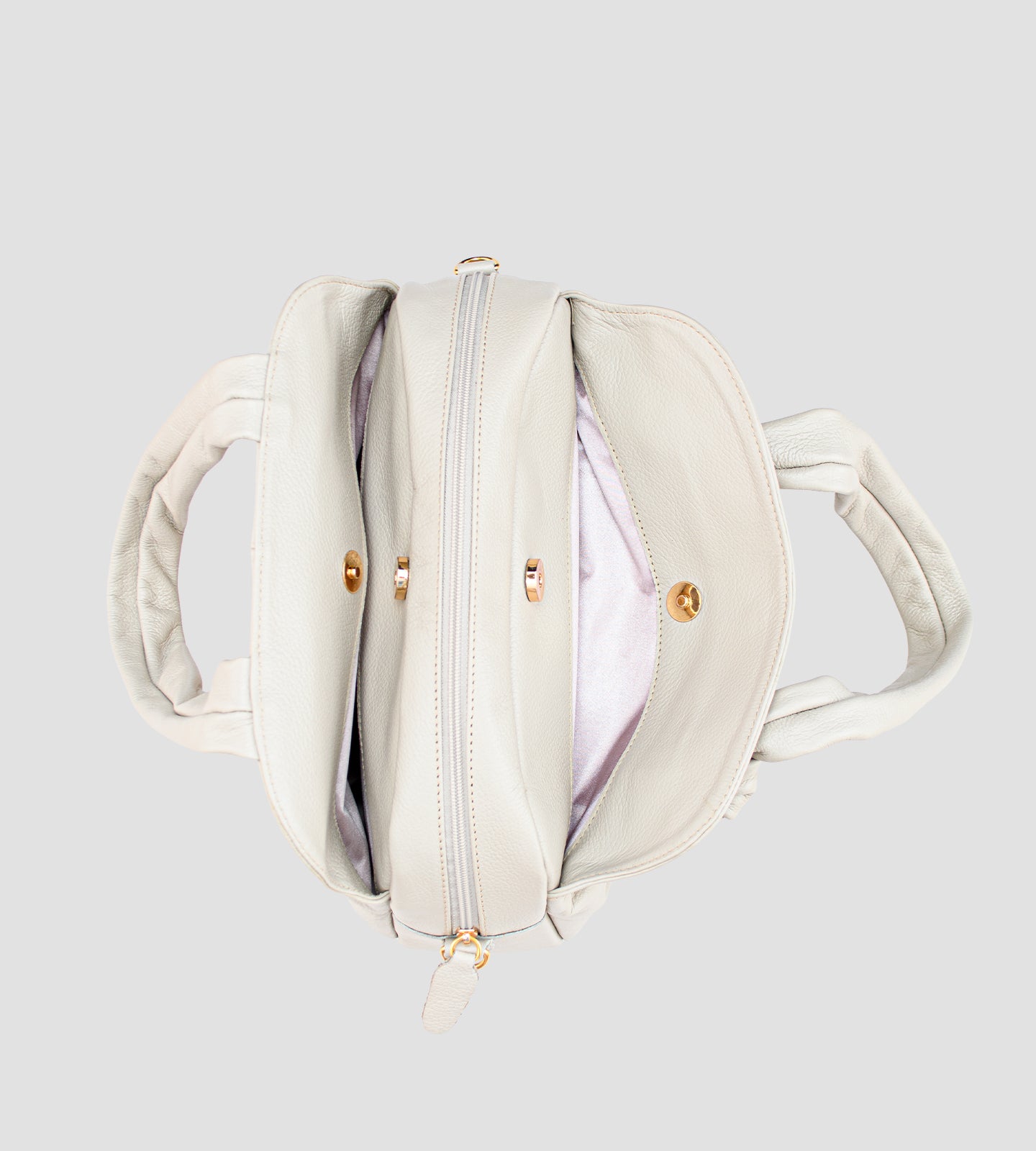 Bolsa Satchel Média Couro Detalhe Nó Alça Off White