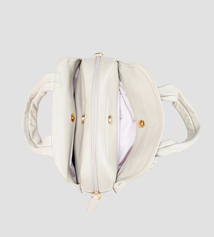 Bolsa Satchel Média Couro Detalhe Nó Alça Off White