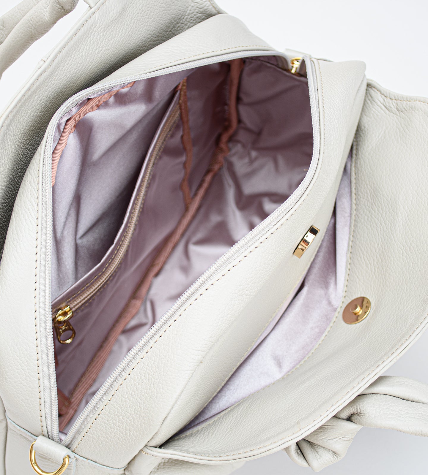 Bolsa Satchel Média Couro Detalhe Nó Alça Off White