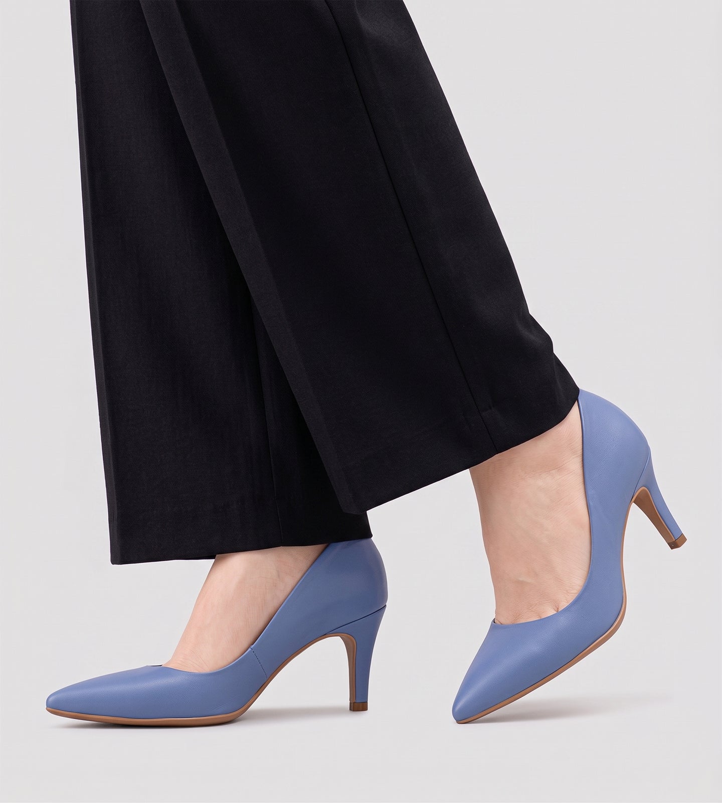 Scarpin Salto Fino Couro Azul