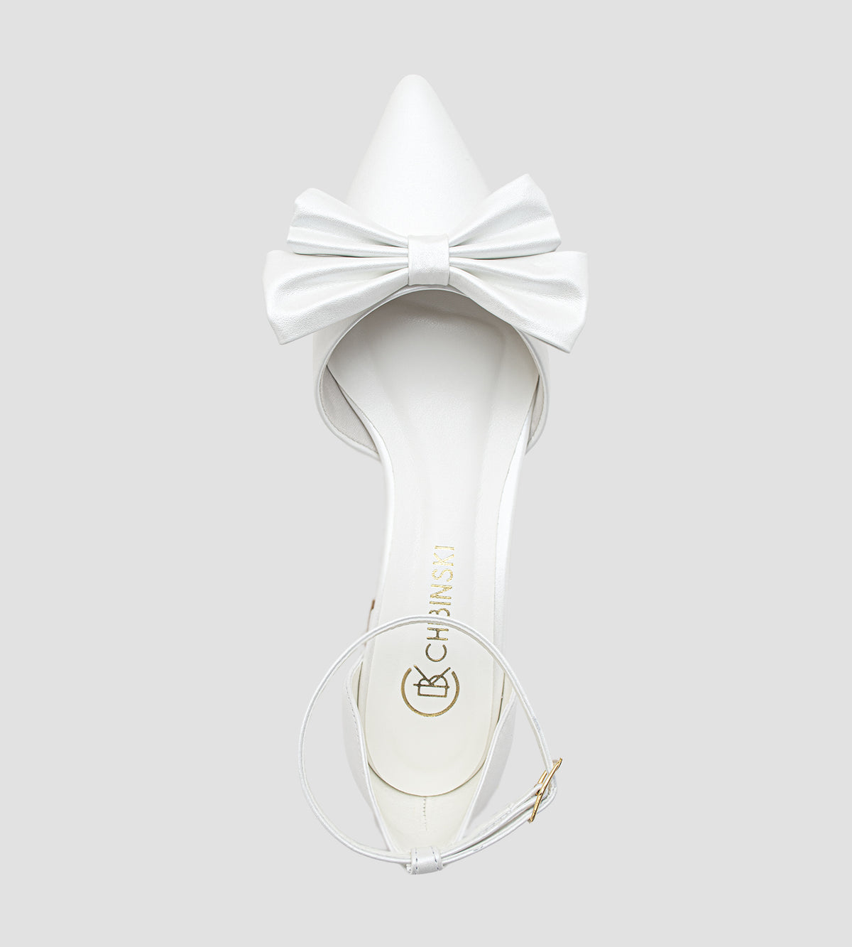 Scarpin Noiva Couro Perolado Off White Com Laço
