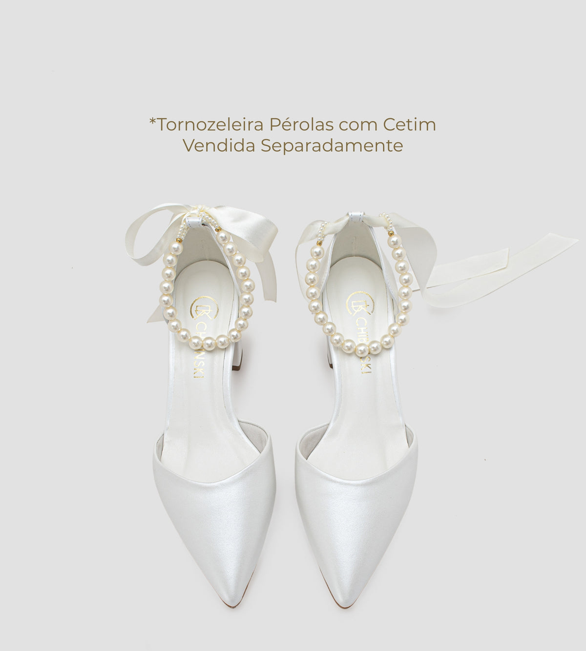 Scarpin Noiva Couro Perolado Off White