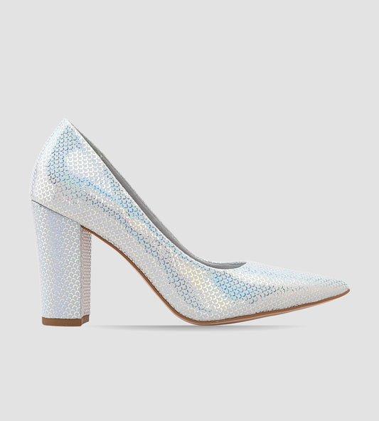Scarpin Festa Couro Estampa Prata CBK