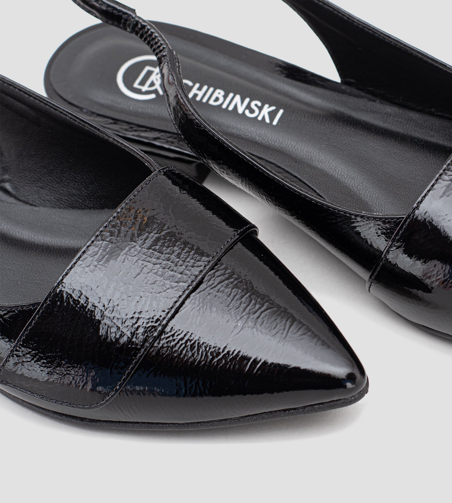 Sapatilha Slingback Couro Envernizado Preto