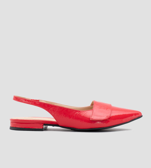 Sapatilha Slingback Couro Envernizado Vermelho