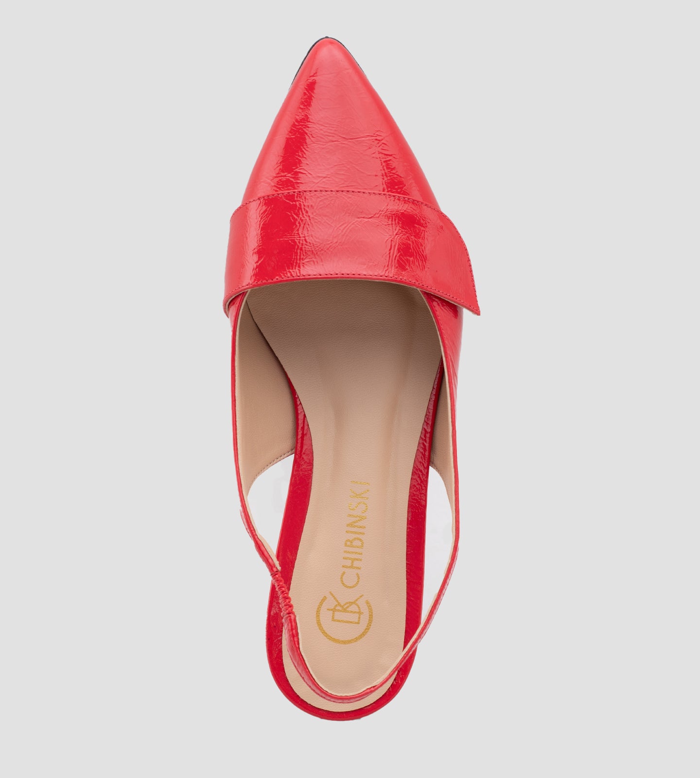 Sapatilha Slingback Couro Envernizado Vermelho