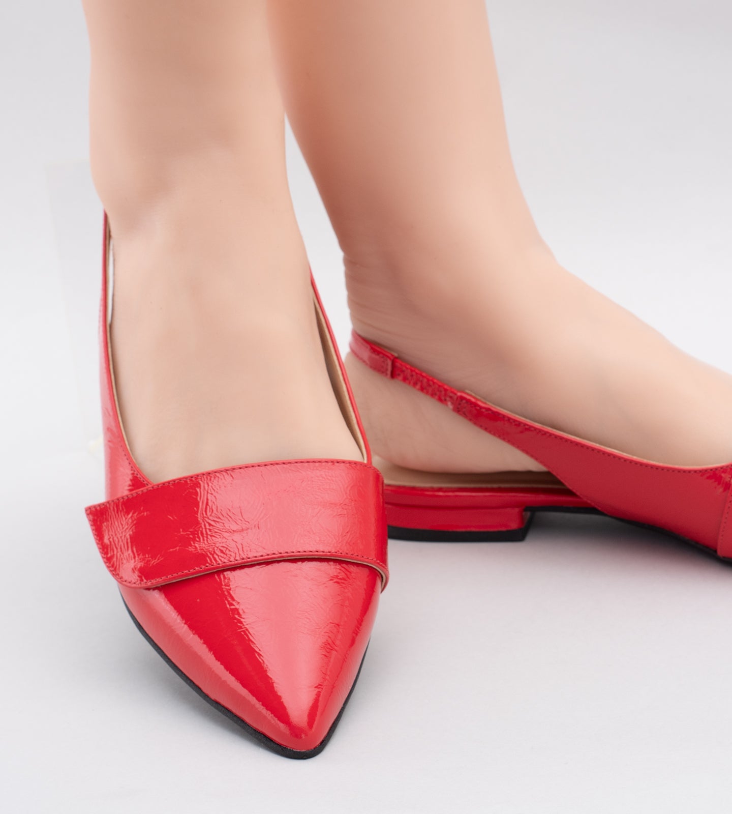 Sapatilha Slingback Couro Envernizado Vermelho