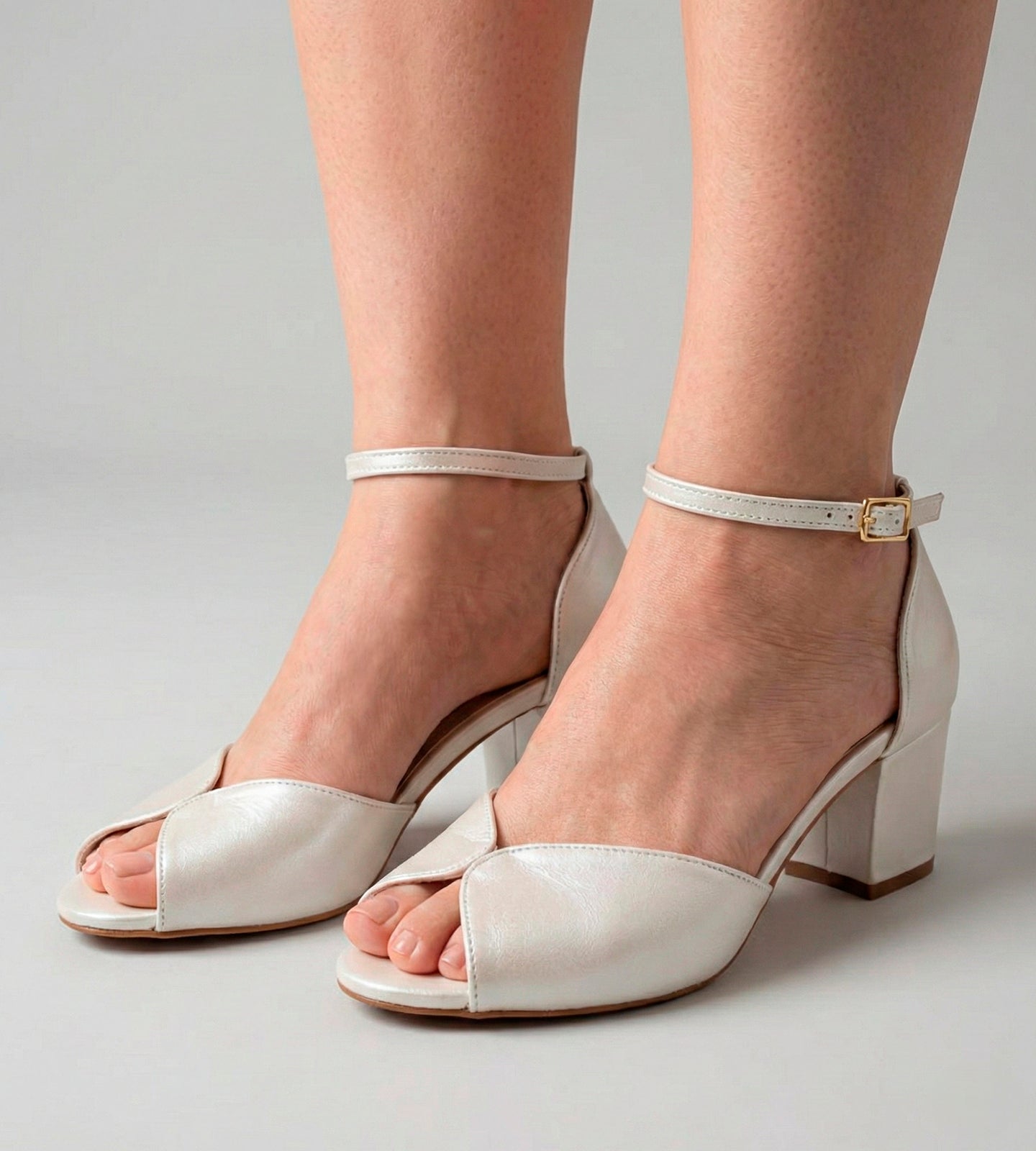 Sandália Noiva Couro Perolado Off White