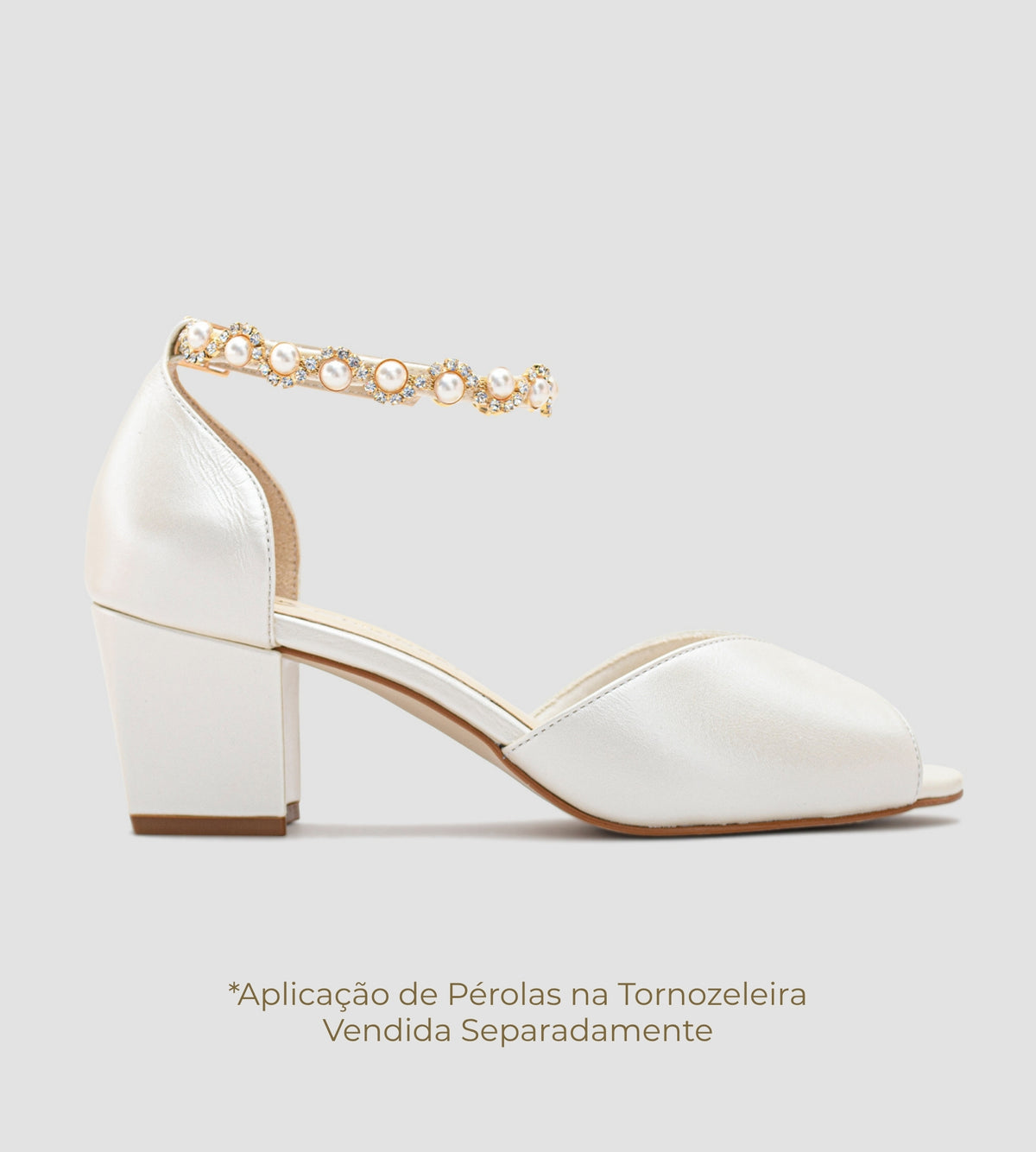 Sandália Noiva Couro Perolado Off White