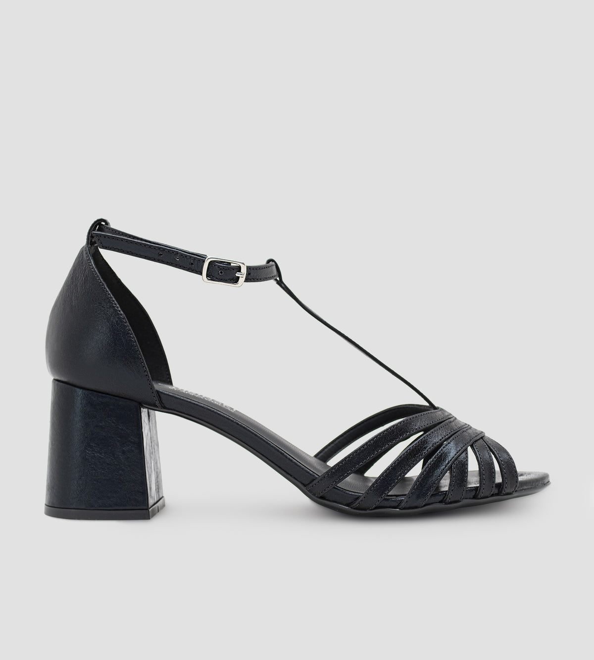 Sandália Corte Laser Tiras Couro Preto