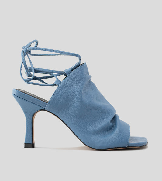 Ankle Boot de Amarrar Couro Azul