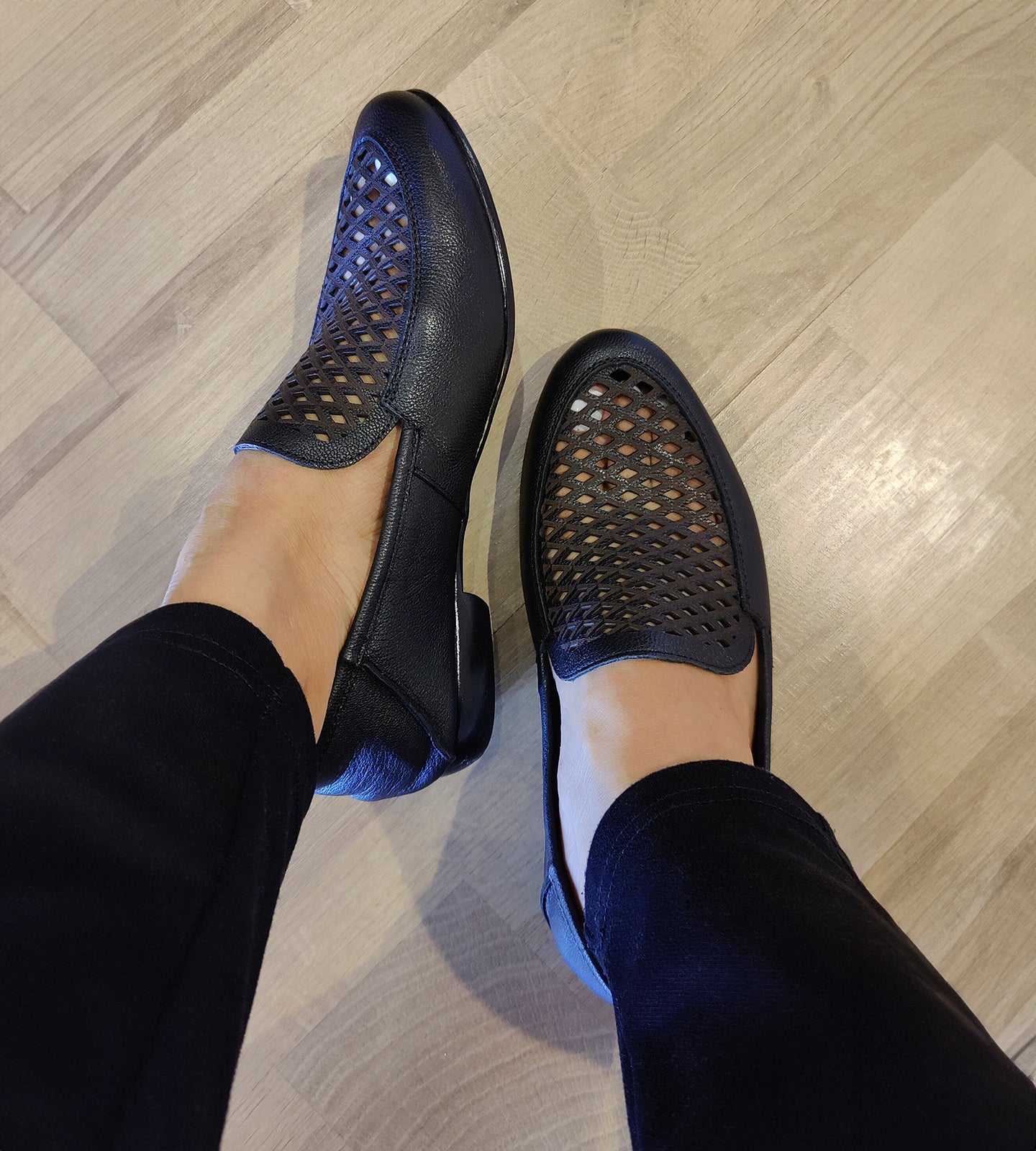 Sapato Loafer Mocassim Couro Pelica Corte Laser Preto