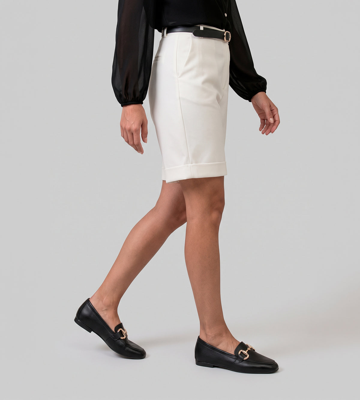 Sapato Loafer  Com Fivela Couro Preto