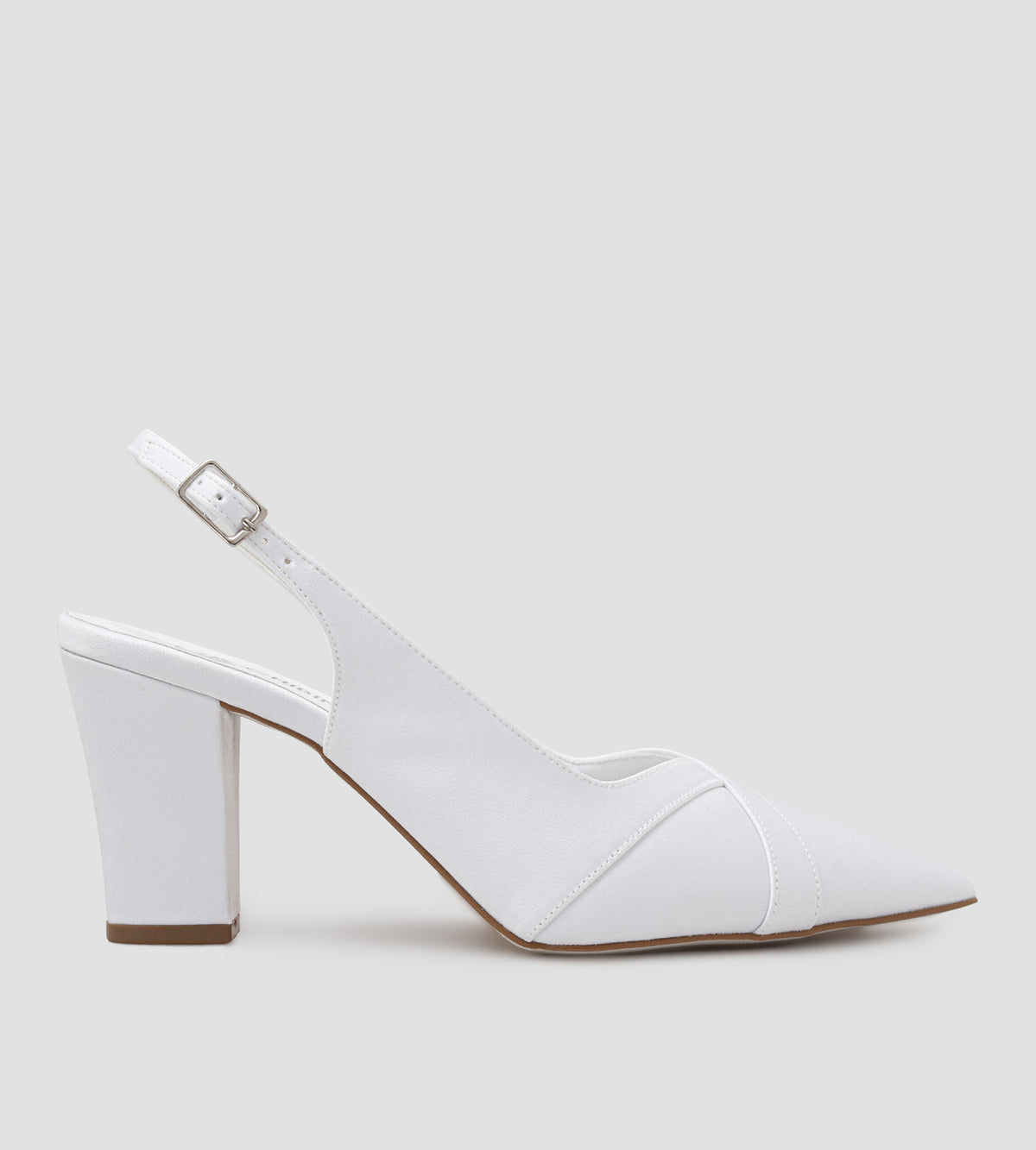 Scarpin Aberto Slingback Noiva Tecido Acetinado Indonésia Branco