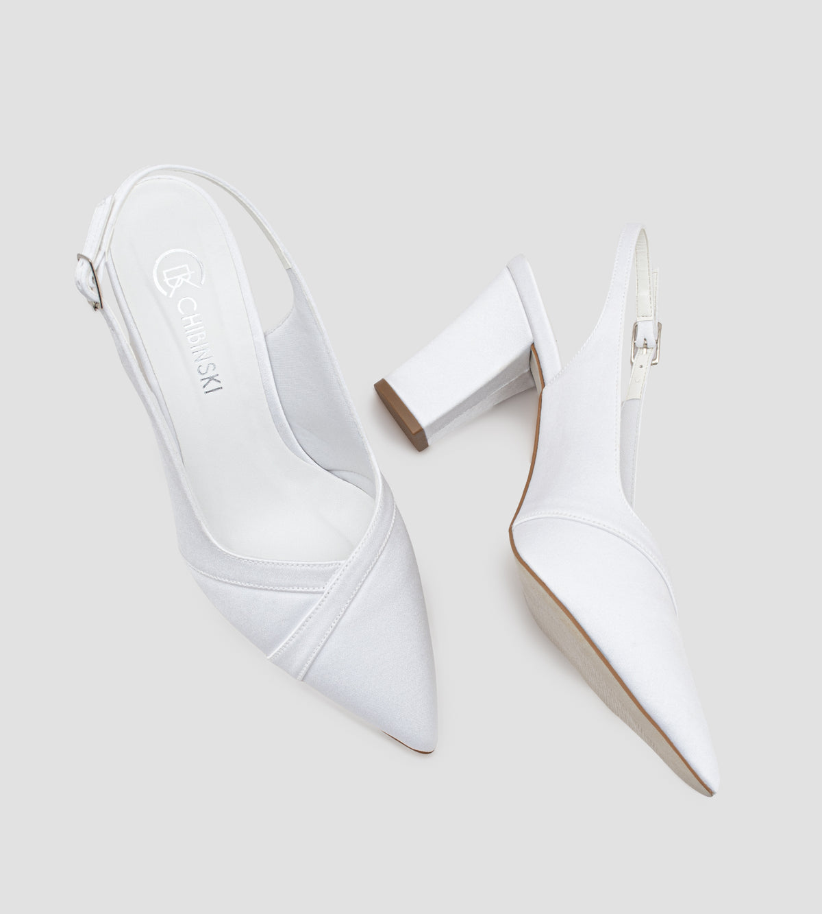 Scarpin Aberto Slingback Noiva Tecido Acetinado Indonésia Branco