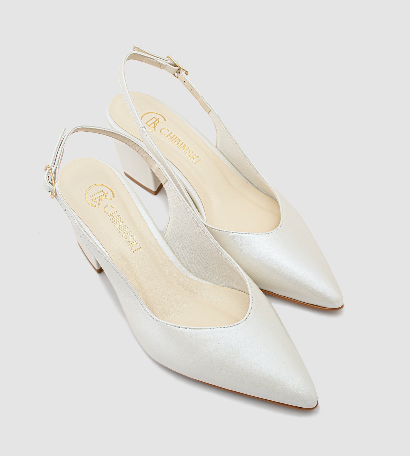 Scarpin Noiva Slingback Couro Perolado