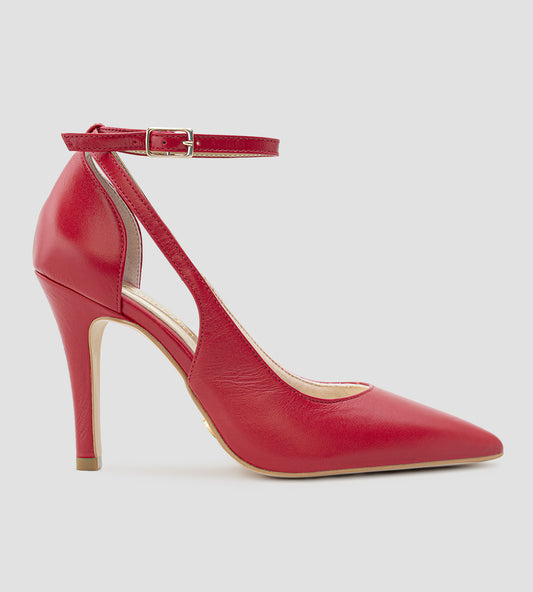 Scarpin Corte Latertal Couro Vermelho