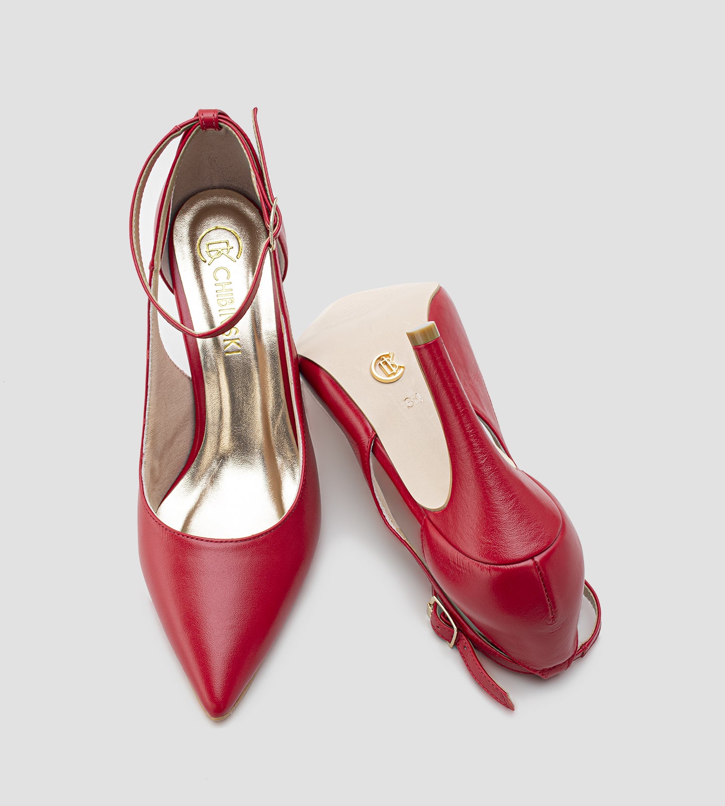 Scarpin Corte Latertal Couro Vermelho